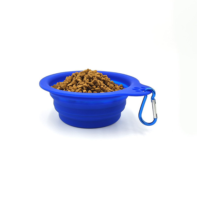  Collapsible Silicone Food & Water Travel Bowl with Clip for Dog and Cat (450ml)