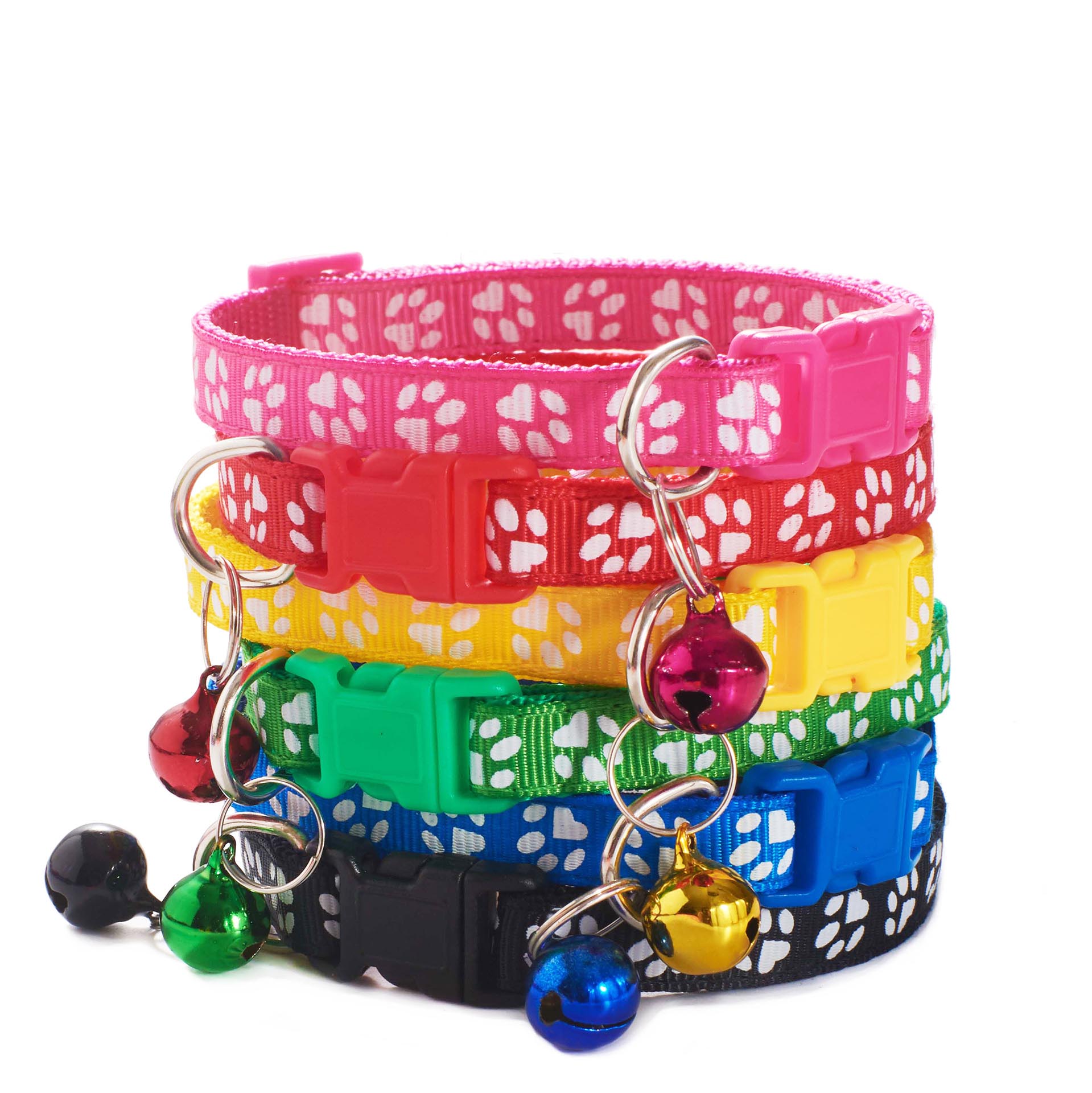 Paw print cat collar with ring bell