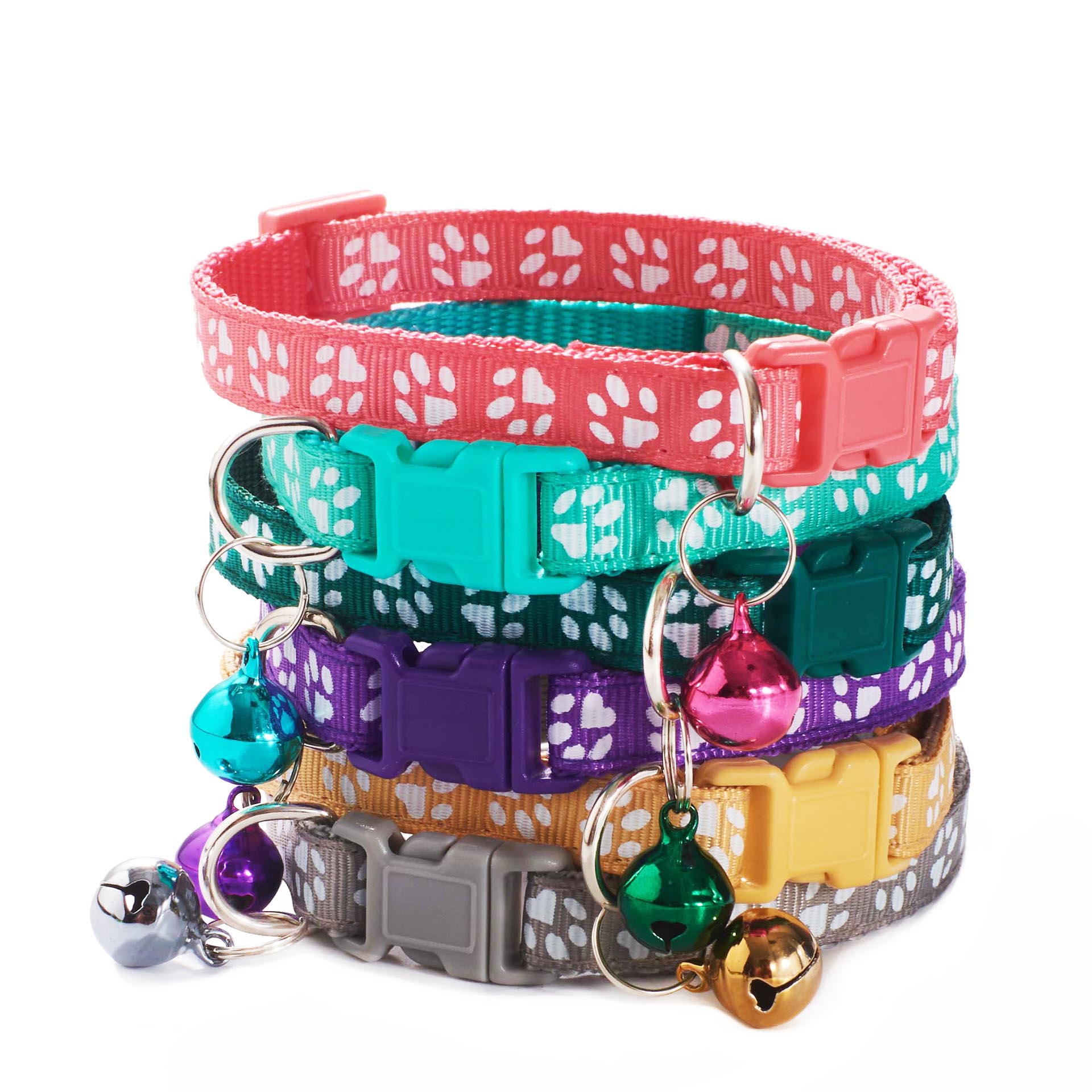 Paw print cat collar with ring bell