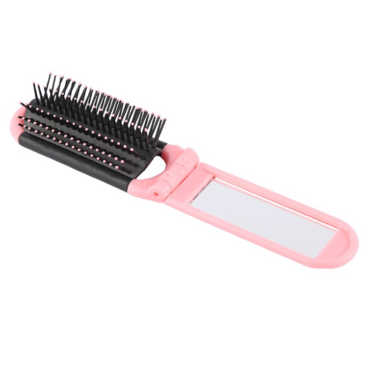 Portable Travel Pocket Folding Hair Brushes with Mirror