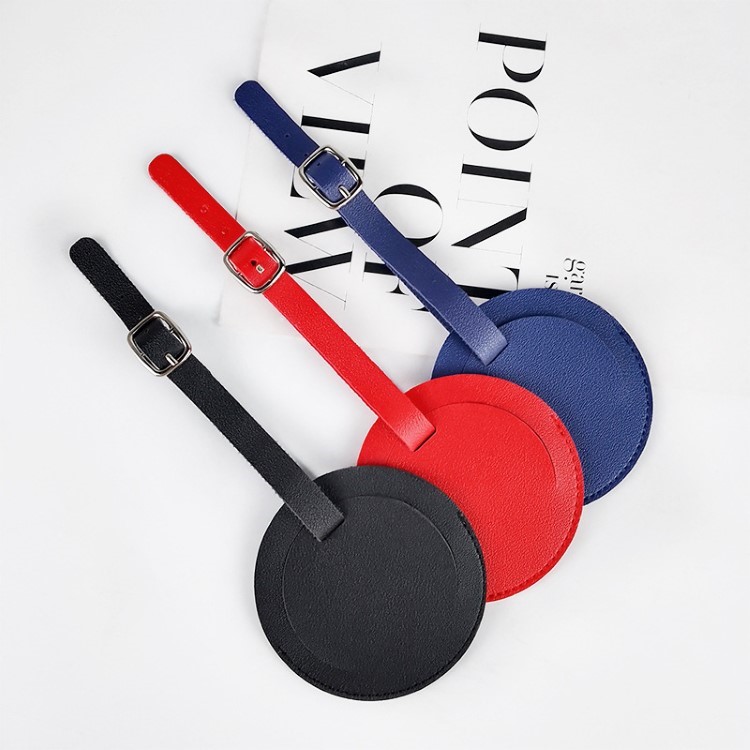 Round PU Leather Travel Luggage Tag 