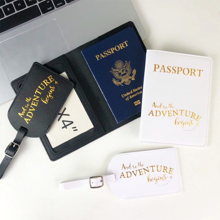 PU Leather luggage tag round travel passport wallet 