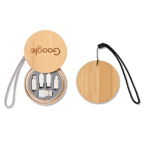 6 in 1 bamboo usb charging cable kit