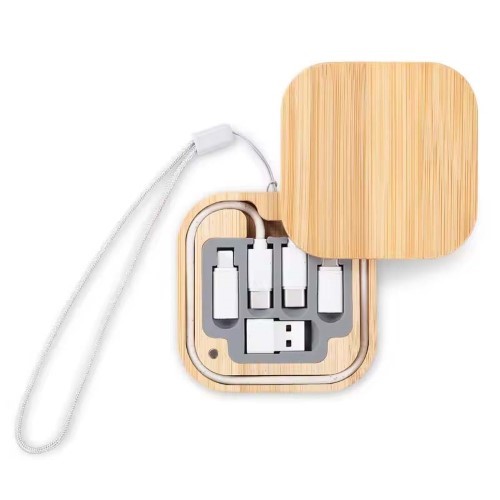 Bamboo Multi-Function Data Cable Storage Box